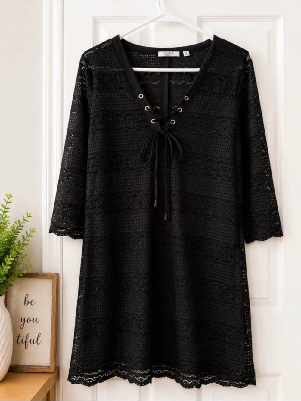 Joe B Black Lace Tie-Front Swim Coverup